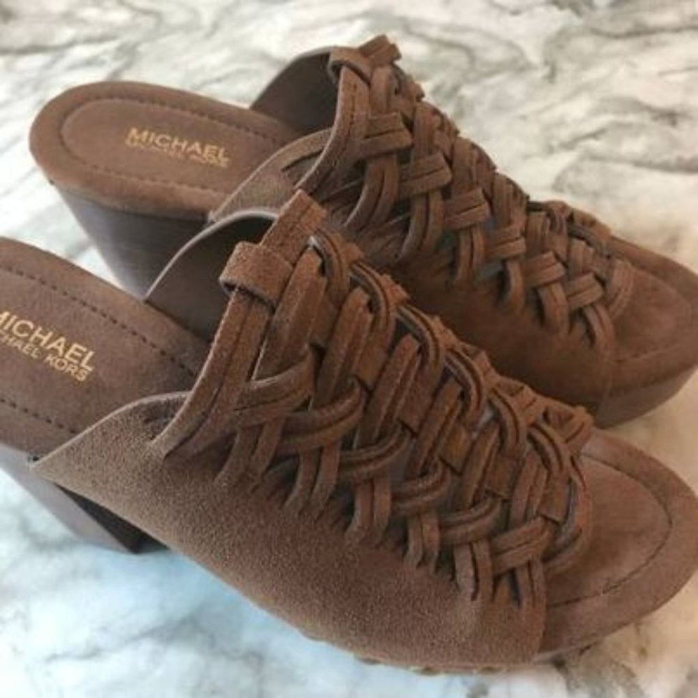 Michael Kors Westley Woven Size 7 Suede Mule Sandal